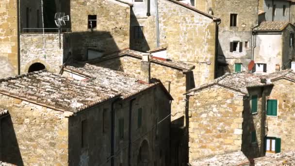 Дахи Знаменитий Середньовічного Міста Італійської Sorano — стокове відео