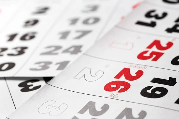 Sfondo Fatto Date Del Calendario Chiudi — Foto Stock