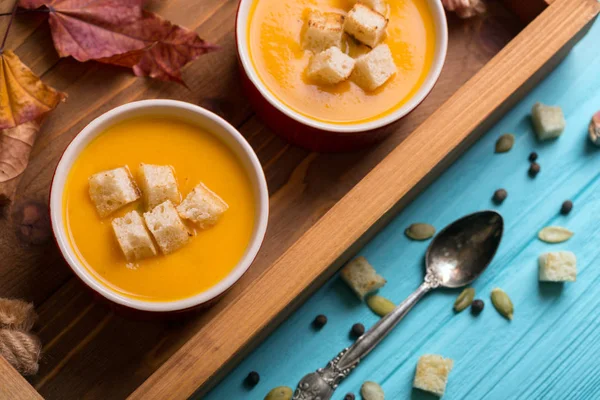 Autumn Delicious Healthy Pumpkin Soup Crea — Stock Photo, Image