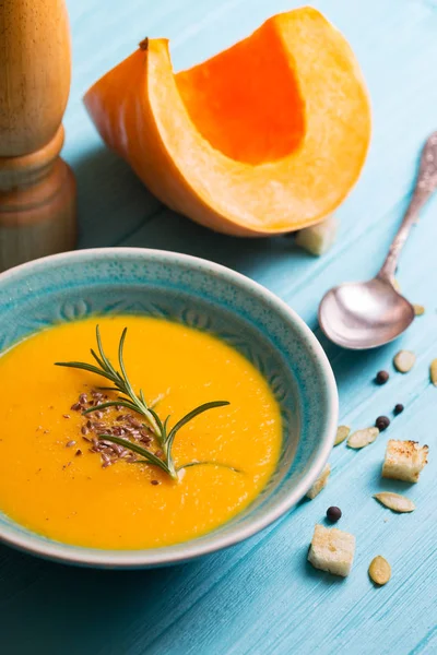 Herfst Heerlijke Gezonde Pompoensoep Crea — Stockfoto