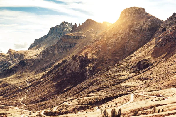 Pięknych Górskich Krajobrazów Wokół Pass Pordoi Dolomity Ital — Zdjęcie stockowe