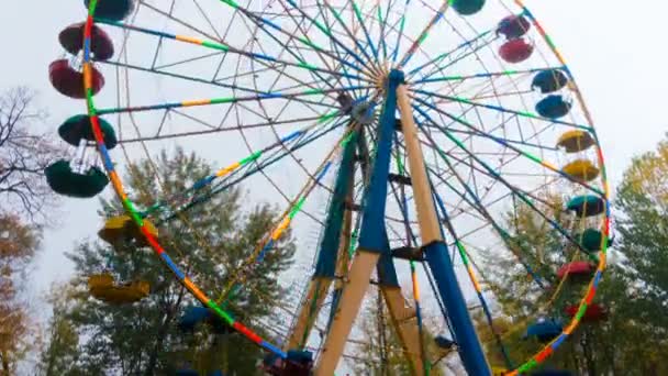 Vue Avant Roue Ferris Colorée Éclairée Marche — Video