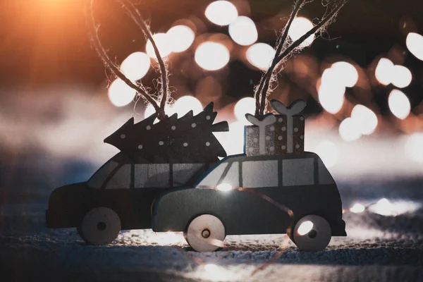 Χριστούγεννα Παιχνίδια Της Πρωτοχρονιάς Στο Φόντο Του Tre Χριστούγεννα — Φωτογραφία Αρχείου