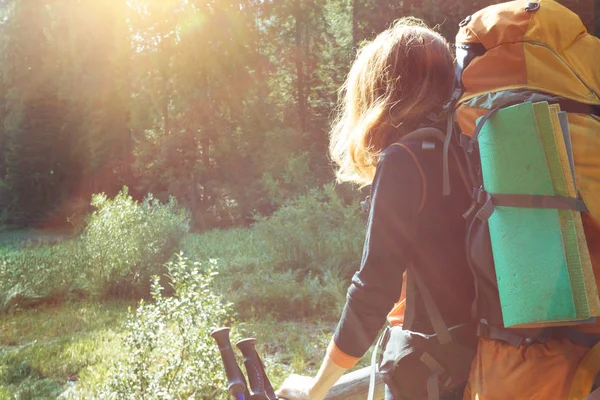 Felice Ragazza Turistica Montagna Carpazi Ucraina — Foto Stock