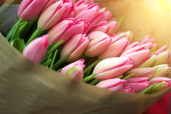 Enorme Mazzo Tulipani Rosa Amsterdam Paesi Bassi — Foto Stock