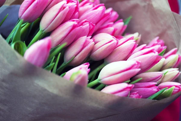 Huge Bouquet Pink Tulips Amsterdam Netherland — Stock Photo, Image