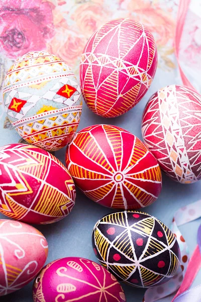 Hermoso Huevo Pascua Pysanka Hecho Mano Traditiona Ucraniana — Foto de Stock