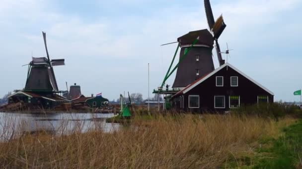 Zaanse Schans Netherlands April 2018 View Wind Mills Zaanse Schans — 图库视频影像