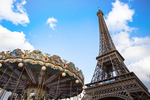 Paryż Widok Słynny Francuski Karuzeli Eiffel Towe — Zdjęcie stockowe