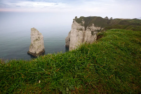 Beautiful Landscapes Cliff Etretat Cloudy Day France — Stock Photo, Image