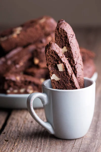 Chutné Italské Biscotti Sušenky Šálku Kávu — Stock fotografie