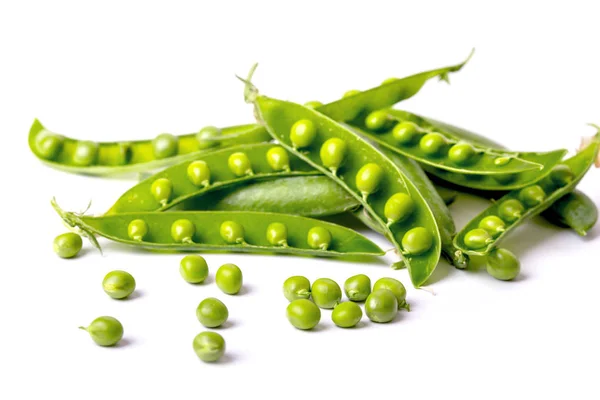 Guisantes Verdes Sobre Fondo Blanco Morir Crudo — Foto de Stock