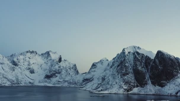 Lofoten Ilhas Montanhas Nascer Sol Panorama Aéreo — Vídeo de Stock