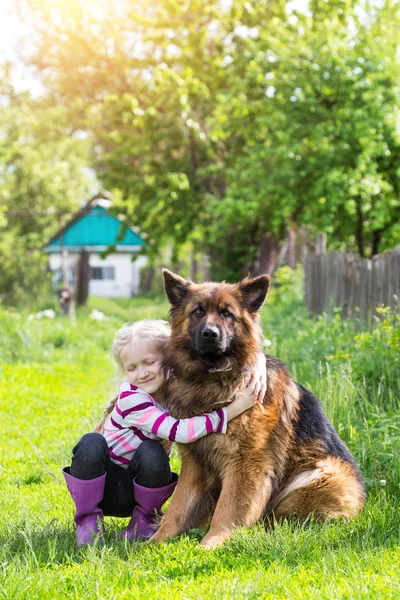 Menina e cão — Fotografia de Stock