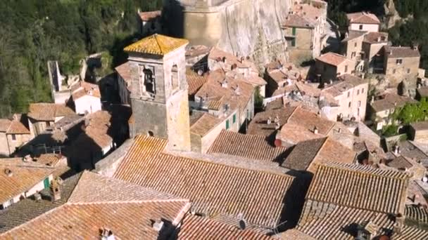 Techos Famosa Ciudad Medieval Italiana Sorano — Vídeo de stock