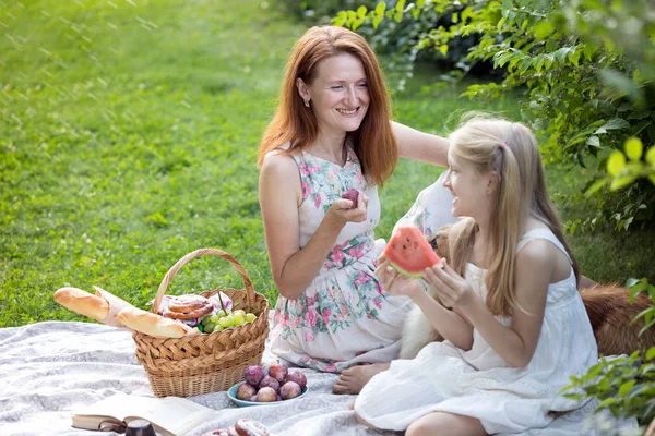 Happy family at a picnic — Stock Photo, Image