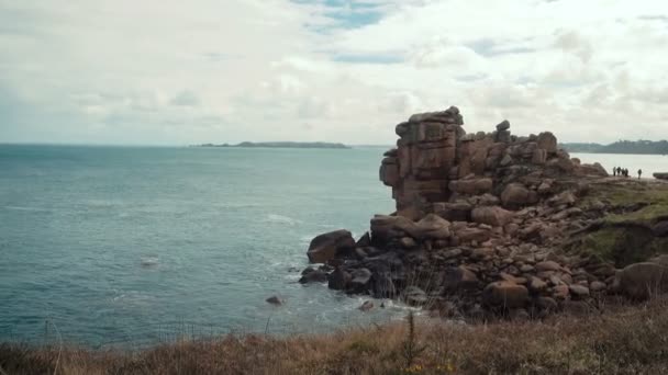 Rocky Atlanti Óceán Partján Bretagne Franciaország — Stock videók