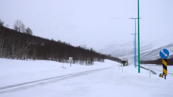 Finnsnes Troms Norveç Mart 2019 Sert Kar Yağışı Sırasında Kar — Stok video