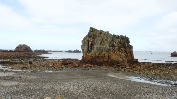 Rocky Atlanti Óceán Partján Bretagne Franciaország — Stock videók