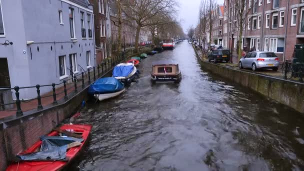 Amsterdam Netherlands March 2018 Вулиці Канали Амстердама — стокове відео