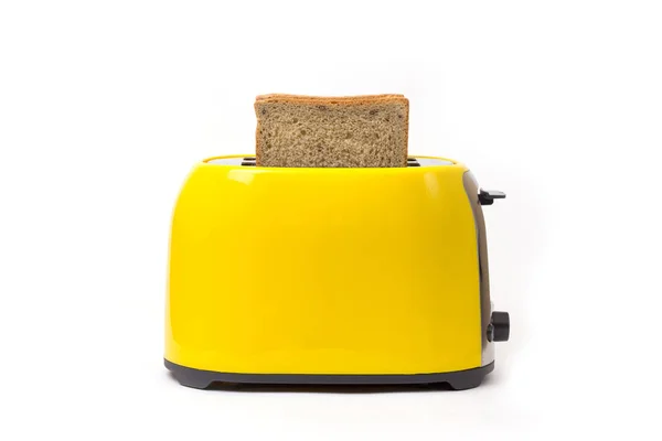 白色背景上的黄色烤面包机 — 图库照片