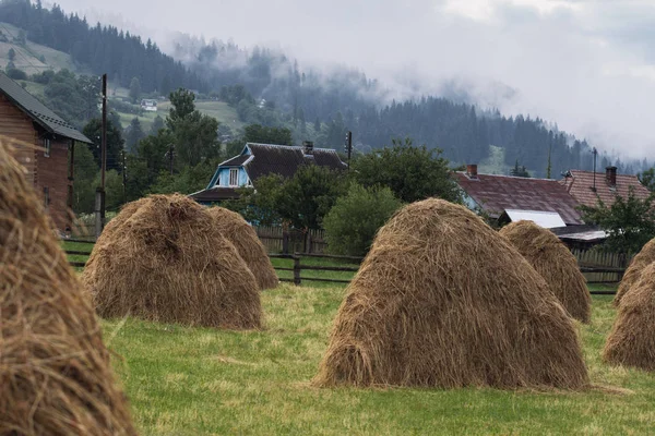 Stapel mit karpatischen Hügeln im Hintergrund — Stockfoto