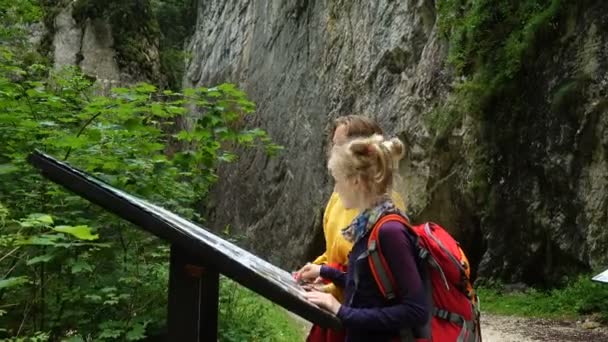 Aktiv Familjevandring Vid Prapastiile Zarnestiului Canyon Piatra Craiului Nationalpark Rumänien — Stockvideo