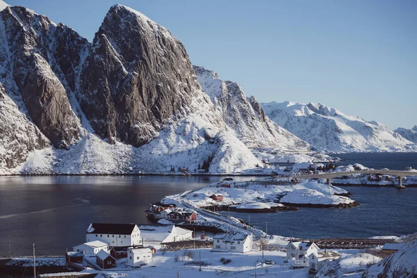 Beautiful view on the city Reine — Stock Photo, Image