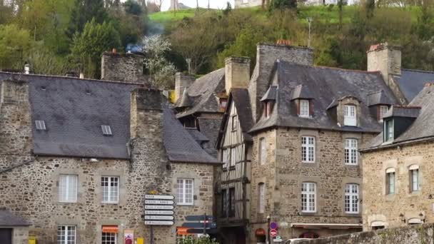 Dinan France April 2018 View Empty Beautiful Street Old Traditional — Stock Video