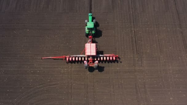 Dnipro Ukraine May 2020 Aerial View Tractor Seeder Working Large — 图库视频影像