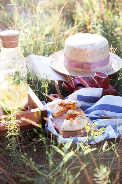 Verão Limonada Com Limão Casa Moeda Com Biscoito Damasco Basco — Fotografia de Stock