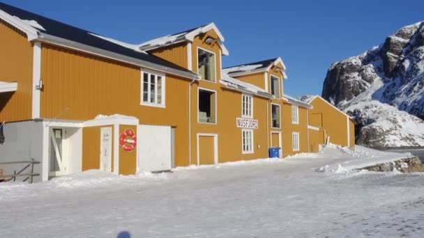 Famous Traditional Multicolored Wooden Fishing Houses Rorbu Sea Shore Lofoten — 비디오