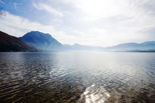 Пейзаж Красивым Горным Озером Traunsee Австрия — стоковое фото