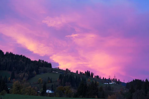 Beautiful Landscape Bright Sunrise Mountains Beautiful Silhouettes Mountain — Stock Photo, Image