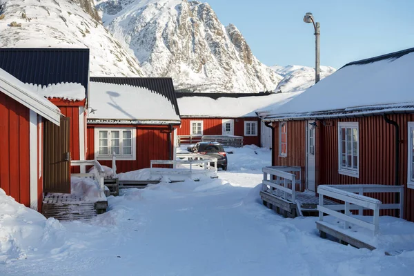 Vacker Morgon Vinter Norskt Landskap Berg Och Rabu Lofoten Öar — Stockfoto