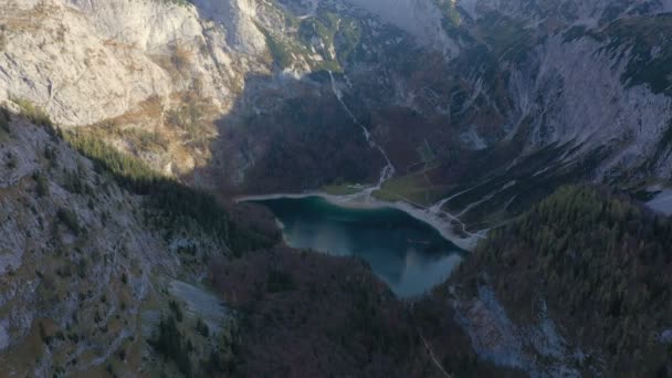 Widok Powietrza Jezioro Gosausee Regionie Dachstein Górna Austria — Wideo stockowe