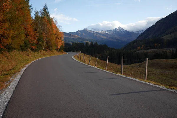 Krásná Krajina Horská Cesta Silnice Horách Rakouska Autum — Stock fotografie