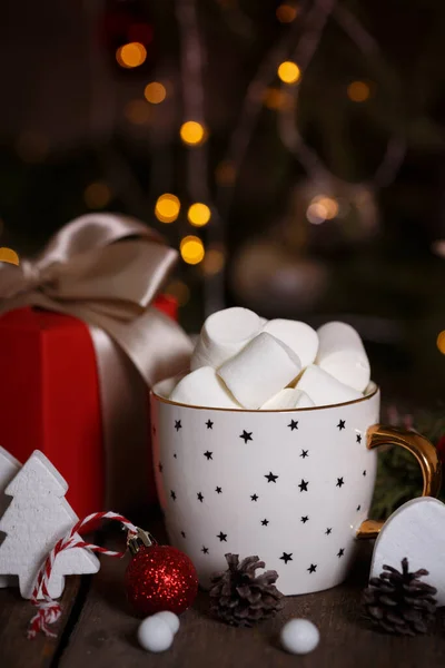 Tazza Caffè Marshmallow Regali Addobbi Natalizi — Foto Stock