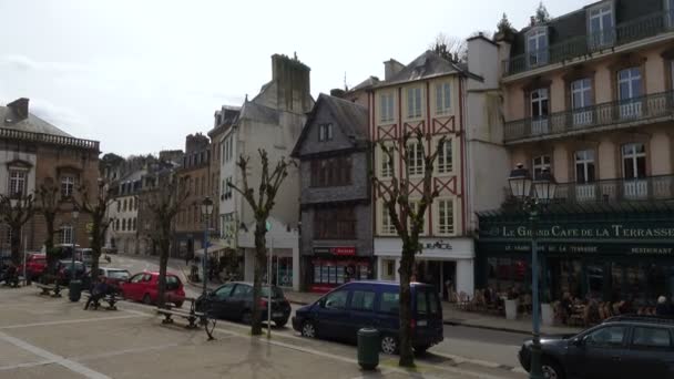 Morlaix France Απριλιοσ 2018 Δρόμοι Και Πανέμορφα Σπίτια Από Λάχανο — Αρχείο Βίντεο