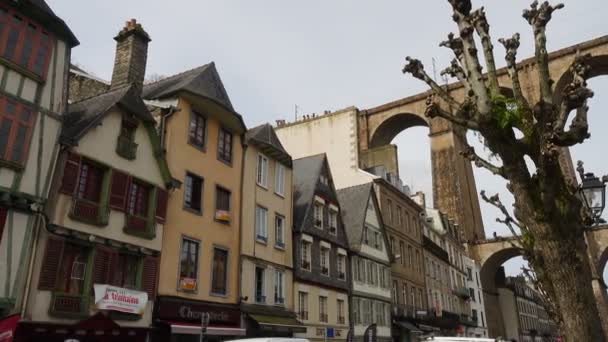 Morlaix France エイプリル05 2018 有名な都市の通りと美しいごみの家 Morlaix Britaline France — ストック動画