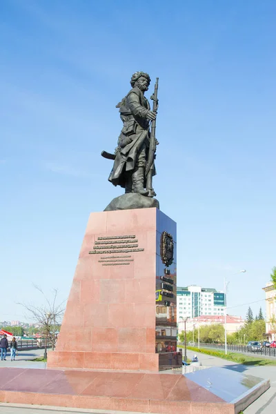 Denkmal Für Den Gründer Der Stadt Irkutsk Ataman Pokhabov — Stockfoto