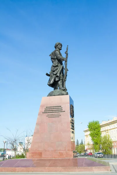 Denkmal Für Den Gründer Der Stadt Irkutsk Ataman Pokhabov — Stockfoto