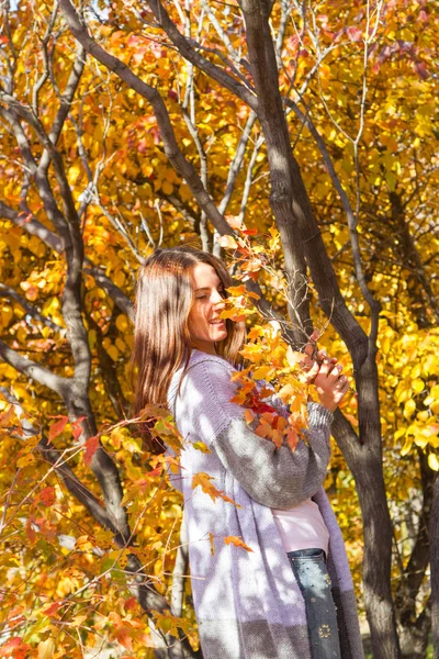 Девушка Наслаждается Яркой Осенью — стоковое фото