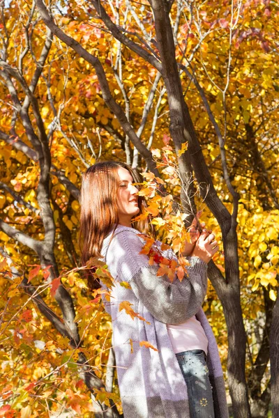 Girl Enjoys Bright Autumn — Stock Photo, Image