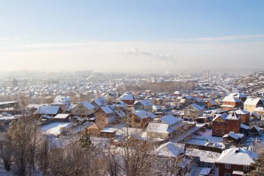 Kış Irkutsk. Banliyösü işçi