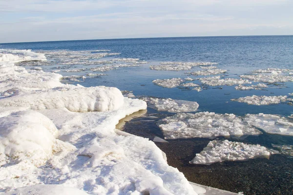 Gelo Lago Baikal Mês Janeiro — Fotografia de Stock