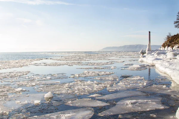 Gelo Lago Baikal Janeiro Mês — Fotografia de Stock