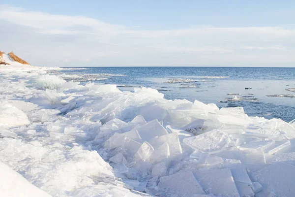 Gelo Lago Baikal Janeiro Mês — Fotografia de Stock