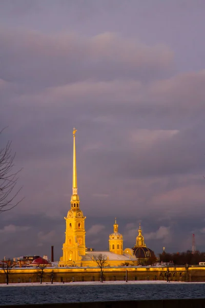 Noc Petersburg Nasyp Neva — Zdjęcie stockowe