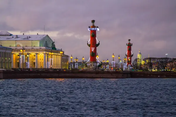 Buenas Noches San Petersburgo Neva Embankment —  Fotos de Stock